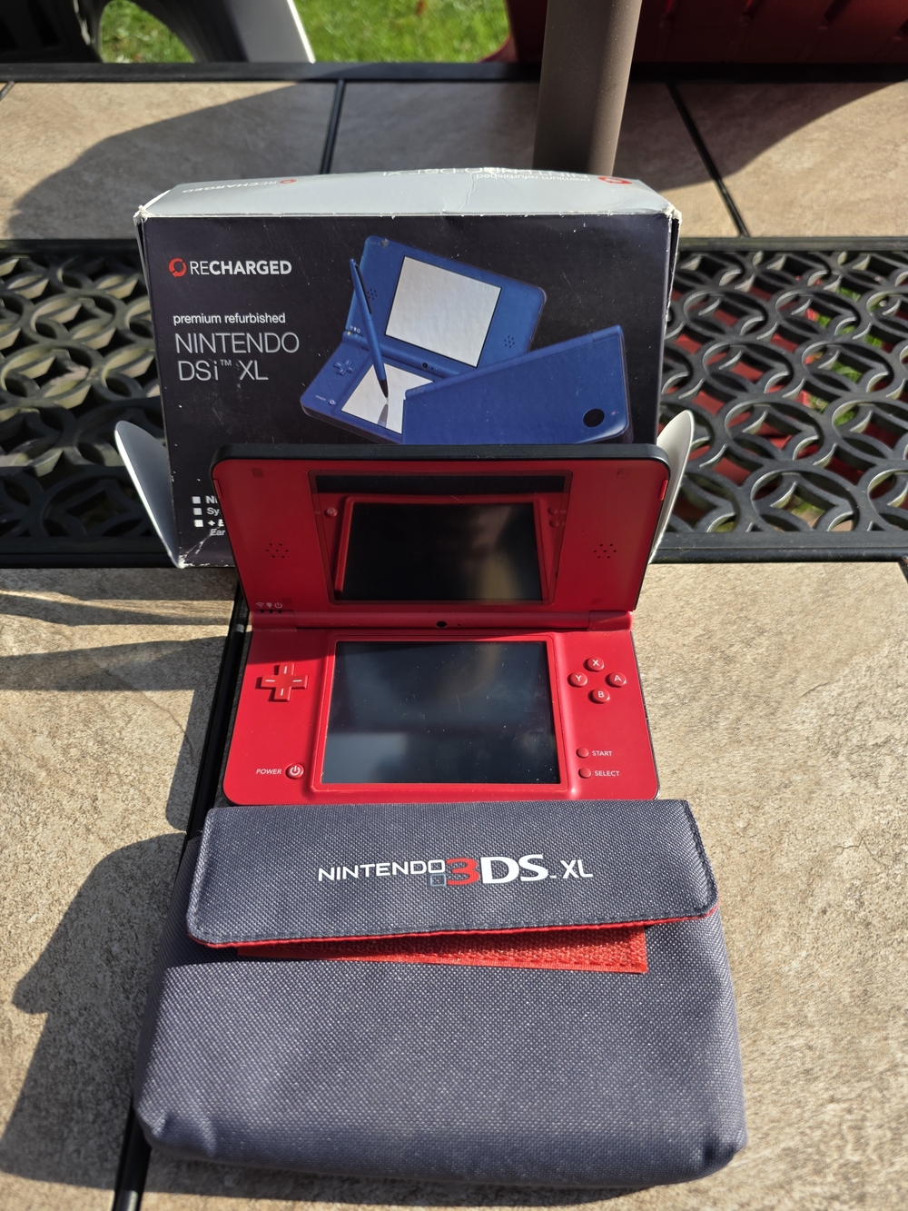 Nintendo 3DS XL Red Handheld Console with Branded Carry Pouch